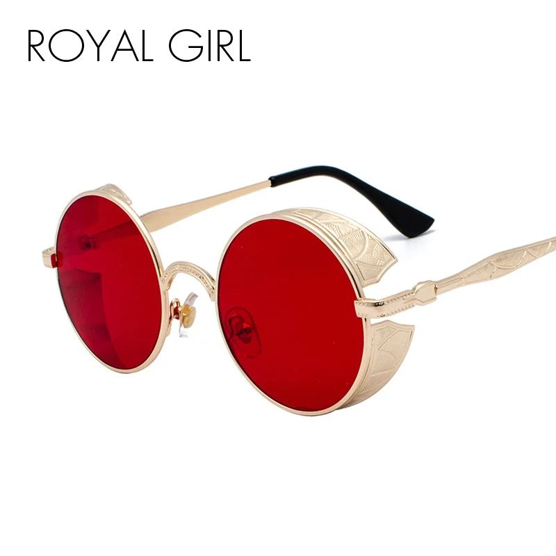 

ROYAL GIRL Steampunk Gothic Round Sunglasses Men Coating Mirrored Retro Vintage Sun Glasses Women Oculos Gafas Eyewear ss416