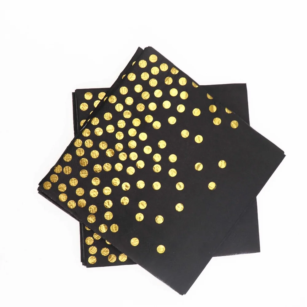 

ChristmasGold Foil Black Disposable Tableware Party Paper Cup Paper Towels Birthday Party Supplies Birthday Party Wedding