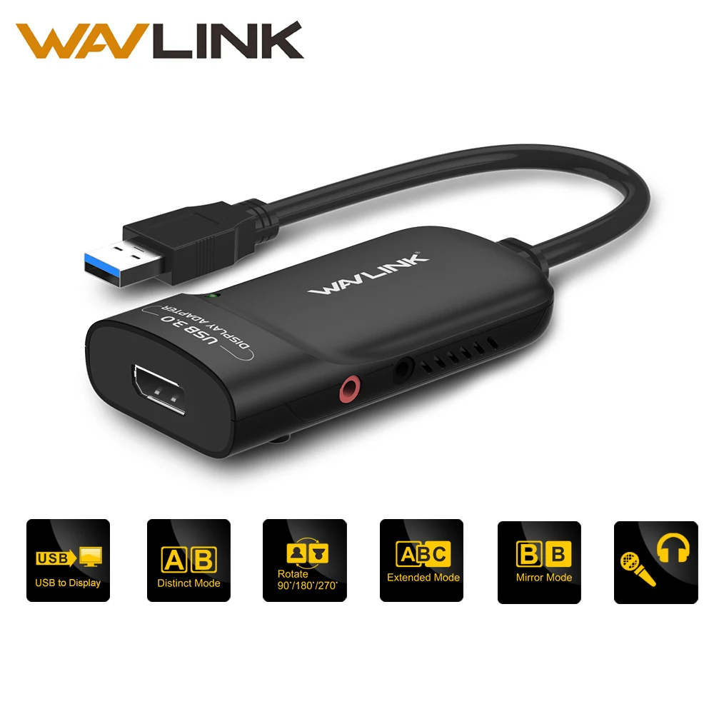 Wavlink USB 3 0 к DisplayPort аудио 4 K Full UHD Внешний видео адаптер графический для нескольких