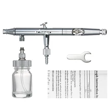 KKmoon двойного действия Макияж Аэрограф Air кисть Набор 0,5 мм Насадка Краскораспылитель пистолет с 25cc стеклянная банка гаечный ключ пипетка