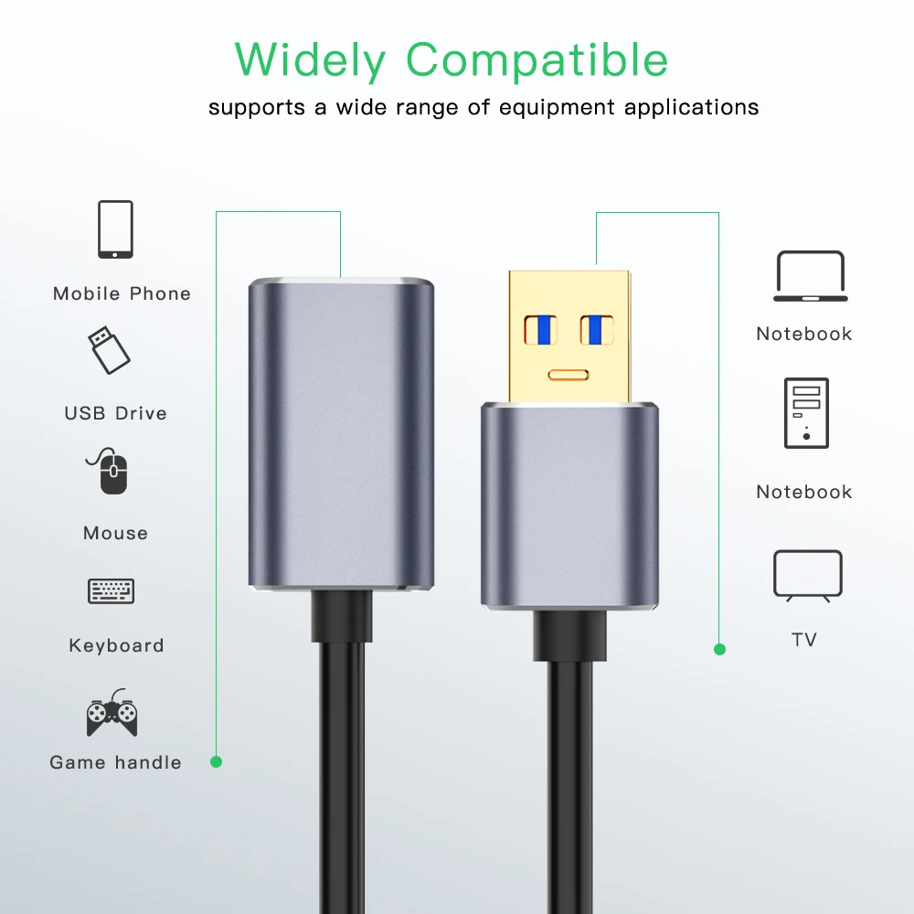 USB 2.0 3.0 Extension Cable Male to Female Extender Cable USB3.0 Cable Extended for PC Laptop USB Extension Cable for Smart TV