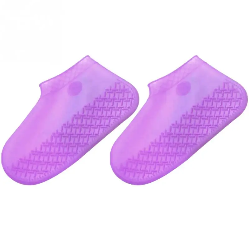 Новинка, практичный Силиконовый водонепроницаемый чехол для обуви, нескользящий, прочный, для улицы, непромокаемый, для походов, противоскользящий, толстая подошва, бахилы, унисекс - Цвет: Purple B