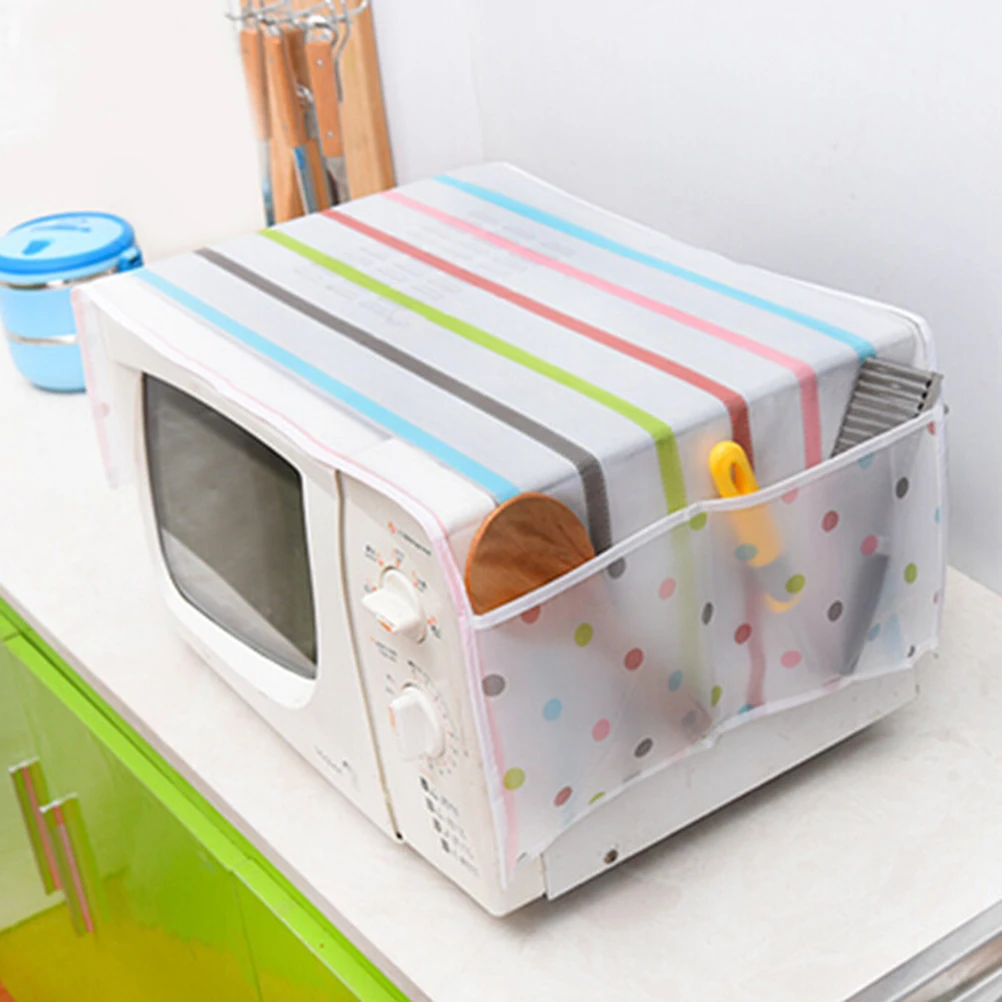 1pcs Plastic Microwave Cover Microwave Oven Hood Microwave Dust Cover With Storage Bagin