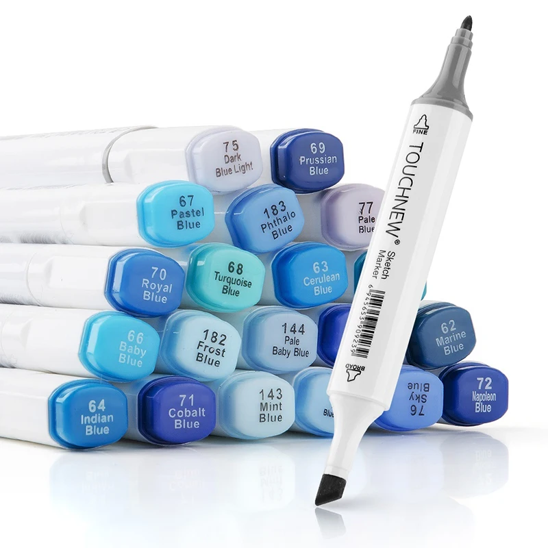 

20 Colors Artist Marker Pens Blendable Alcohol Markers Blue Color Set for Ocean Sky Fashion and Interior Design