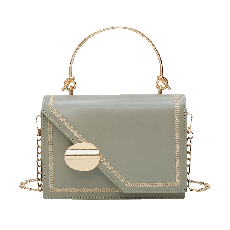 Matcha verde PU diseño de cadena de cuero Crossbody Bolsos Mujer pequeña cadena Bolso pequeño bolso de mano señoras diseñador bolsos de noche