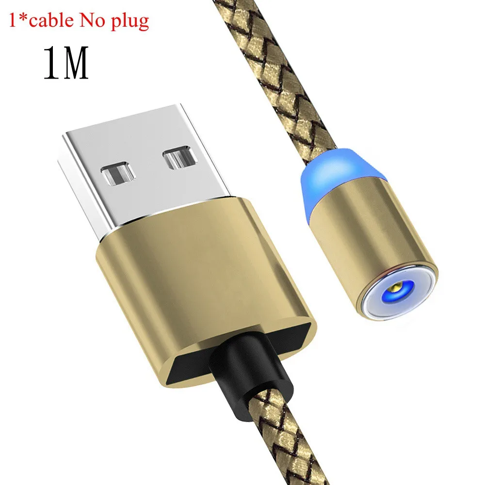 Type-C Micro usb Cable For Huawei Honor 20 pro 10 lite Quick Charge 3.0 USB Charger For iphone Xiaomi Samsung Magnetic Cable - Цвет: 1m gold cable