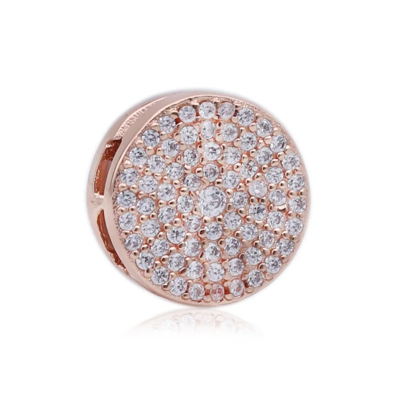 pdl317-ROSE 925 пробы Серебряный вечный Искрящийся зажим подвески, подходит для оригинального Pandora браслет reflexions, подарок для DIY ювелирных бусин - Цвет: pdl317-ROSE