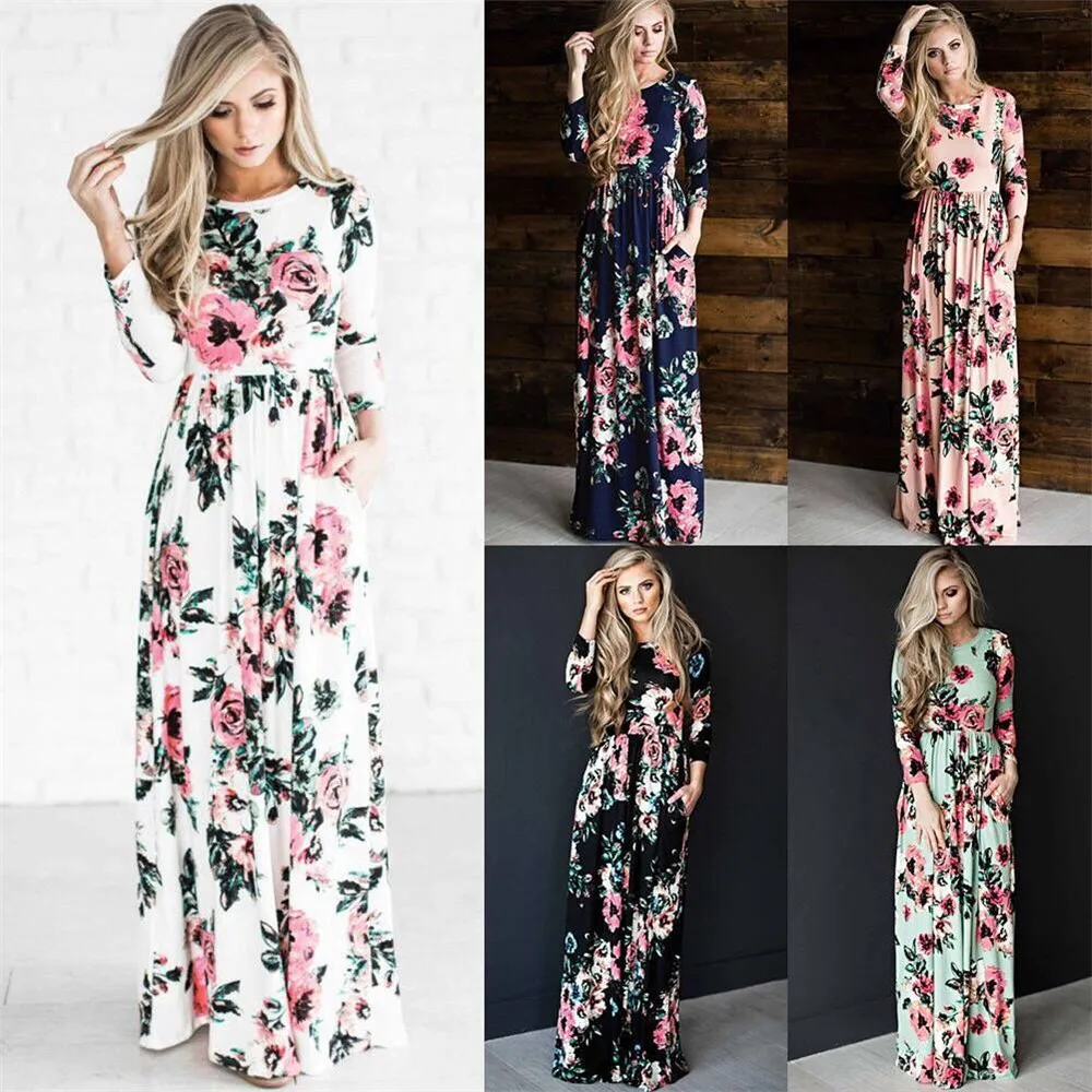 Spring Autumn Women Clothing Long Sleeve Maxi Dresses 2019 ...