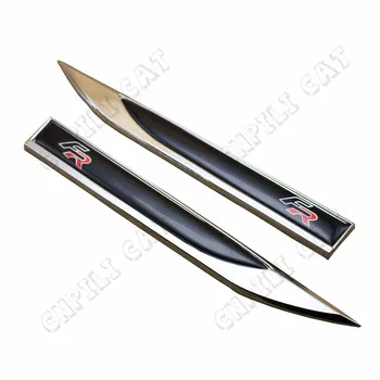 

2x FR Logo Car Alloy Body Side Knife Emblem Stickers for Front Engine Rear Drive