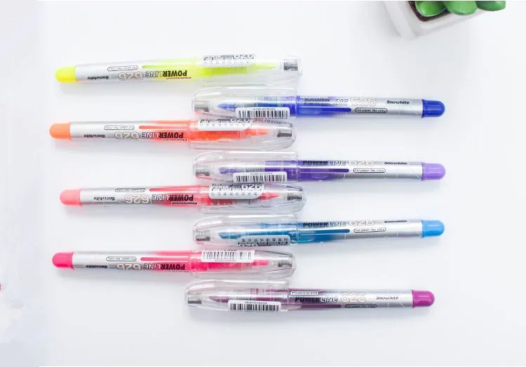 5pc new office multicolor power line free ink high-lighter pen