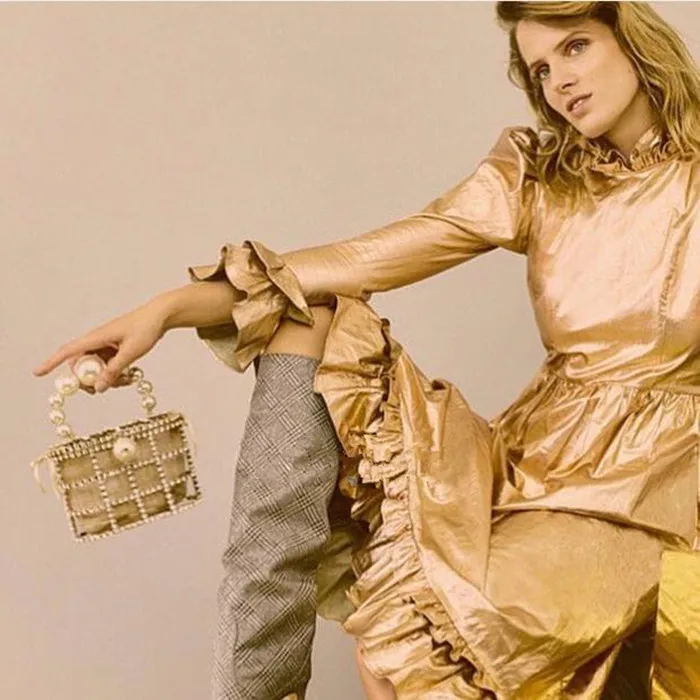 Жемчужная винтажная Женская вечерняя сумка с металлическими выемками и бриллиантами, вечерние сумки через плечо, свадебные клатчи