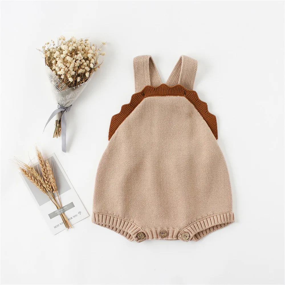 Ruffle Baby Knit Romper Newborn Baby Clothes Backless Baby Girl Romper Cardigan Infant Baby Boy Onesie Toddler Overall Jumpsuit