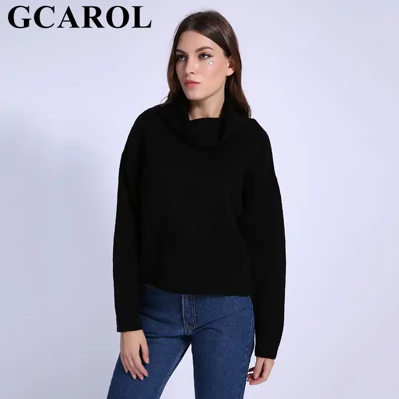 GCAROL Fall Winter Women Turtleneck Sweater 20% Wool High Quality Oversized Knit Jumper Soft Hand Pullover In 3 Colors GCAROL Fall Winter Women Turtleneck Sweater 20% Wool High Quality Oversized Knit Jumper Soft Hand Pullover In 3 Colors