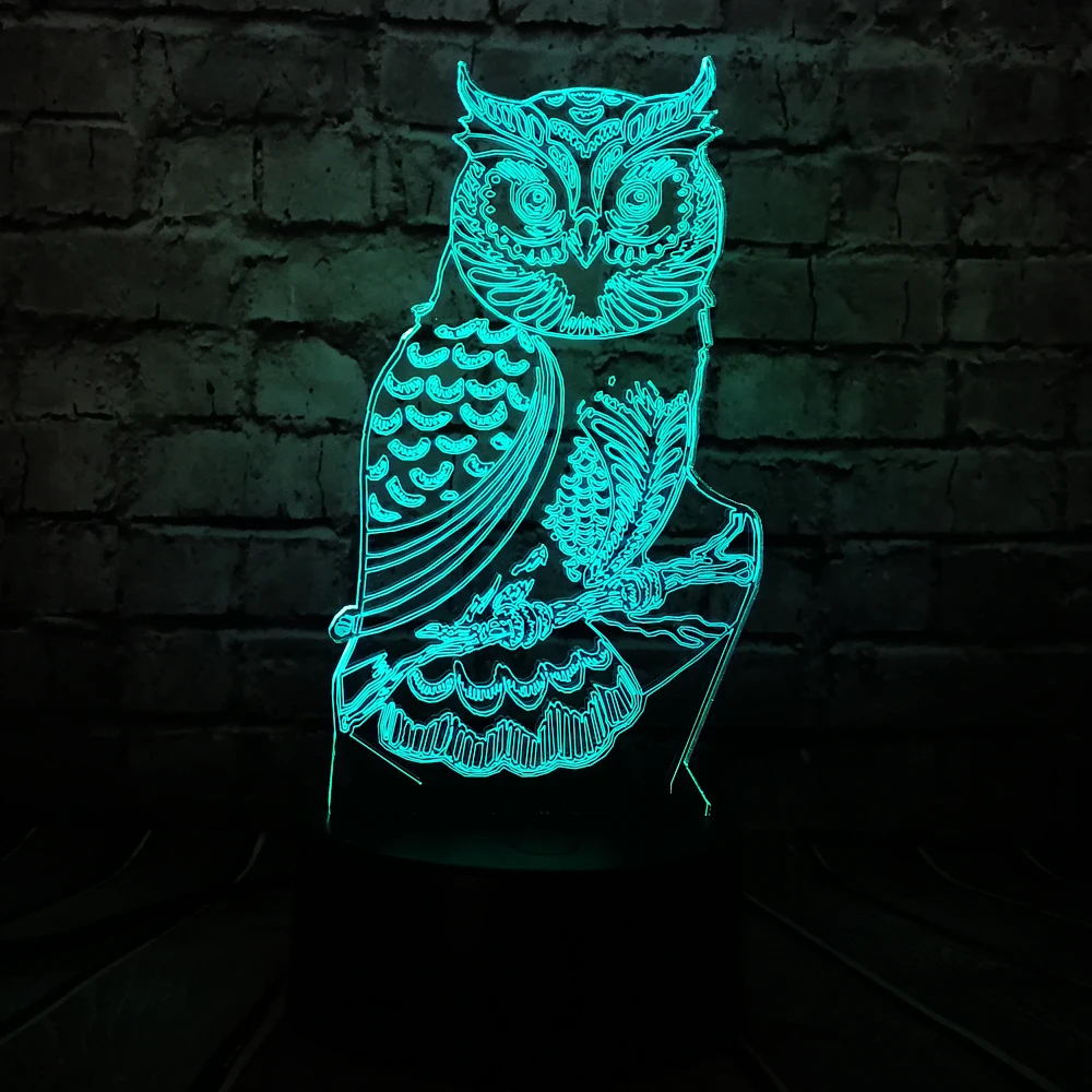 Новинка 3D лампа в виде животных ночник Сова USB светодиодное освещение мультицвет