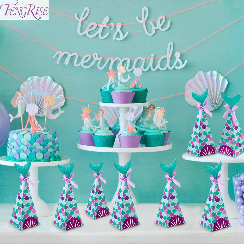 Fengrise Little Mermaid Tail Banner Party Supplies Birthday Fengrise Little Mermaid Tail Banner