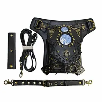 

FiveloveTwo Gothic Steampunk Waist Bag Drop Leg Arm Bag Pack Waist Shoulder Fanny Packs Purse Pouch Bag black