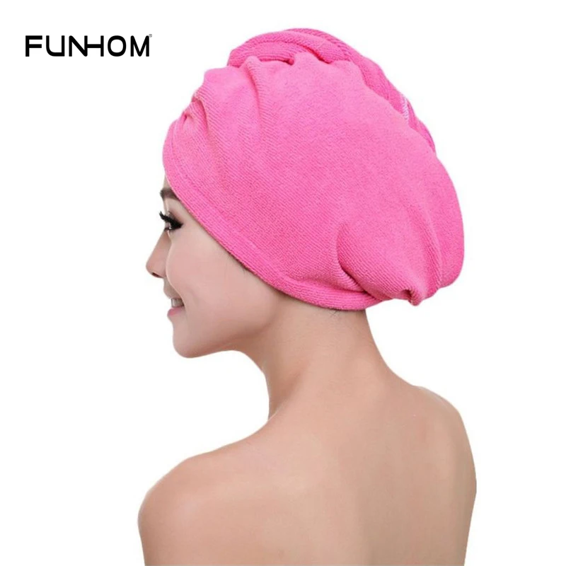 

Women Red dry hair towel microfiber solid quickly absorbent dry hair hat cap for bath towels bathroom accessories