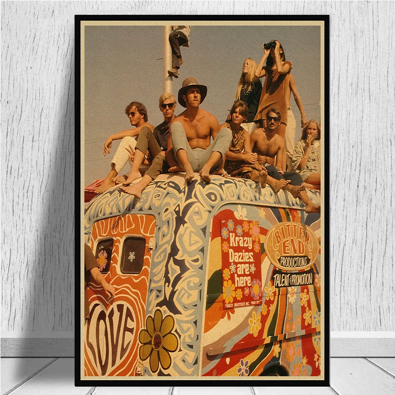 Деревянный шток рок музыкальный фестиваль крафт-бумага декоративная живопись крафт-бумага плакат Плакаты Классический плакат винтажный бумажный крафт