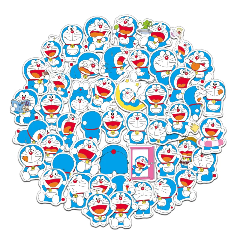

61PCS Blue fat Doraemon Suitcase sticker Cartoon Animal guitar notebook refrigerator waterproof pvc toy stickers for children
