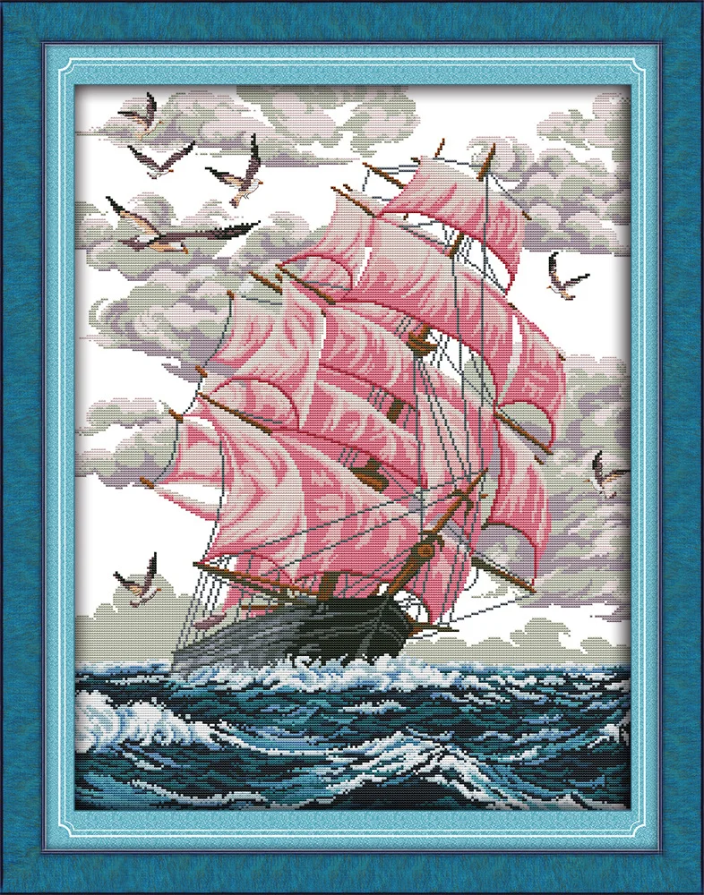 Sail away in the wind(5) Canvas DMC Counted Cross Stitch Kits printed Cross-stitch set Embroidery Needlework | Дом и сад