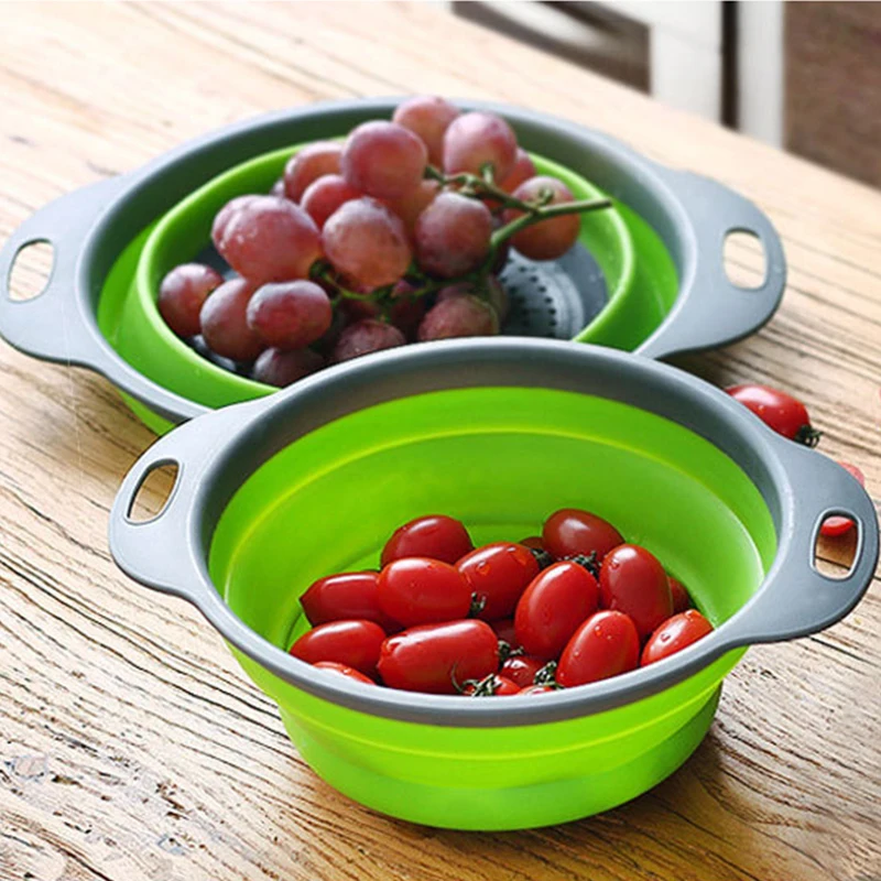 

Foldable Colander Drain Folding Baskets Collapsible Kitchen Strainer Noodles Fruit Vegetable Washing Strainers Bowls