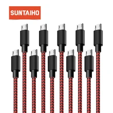 10 Pack Suntaiho Micro usb 2.4A Nylon Cable Fast Charging USB Cable for Samsung for Xiaomi Android Phone Micro USB android cable