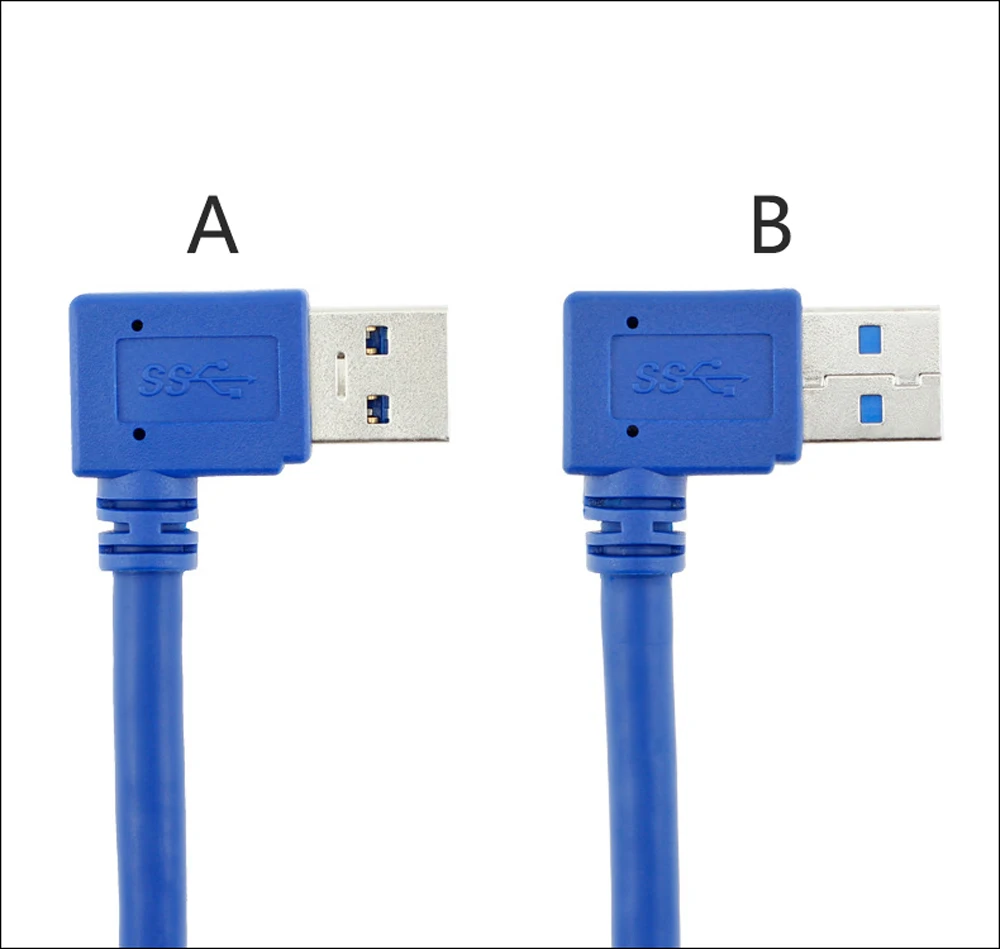 90 градусов левый и правый угловой Стандартный USB 3,0 угол папа-женщина AM-AF переходник с удлинителем провод кабель для передачи данных 30 см 1ft 0,3 м