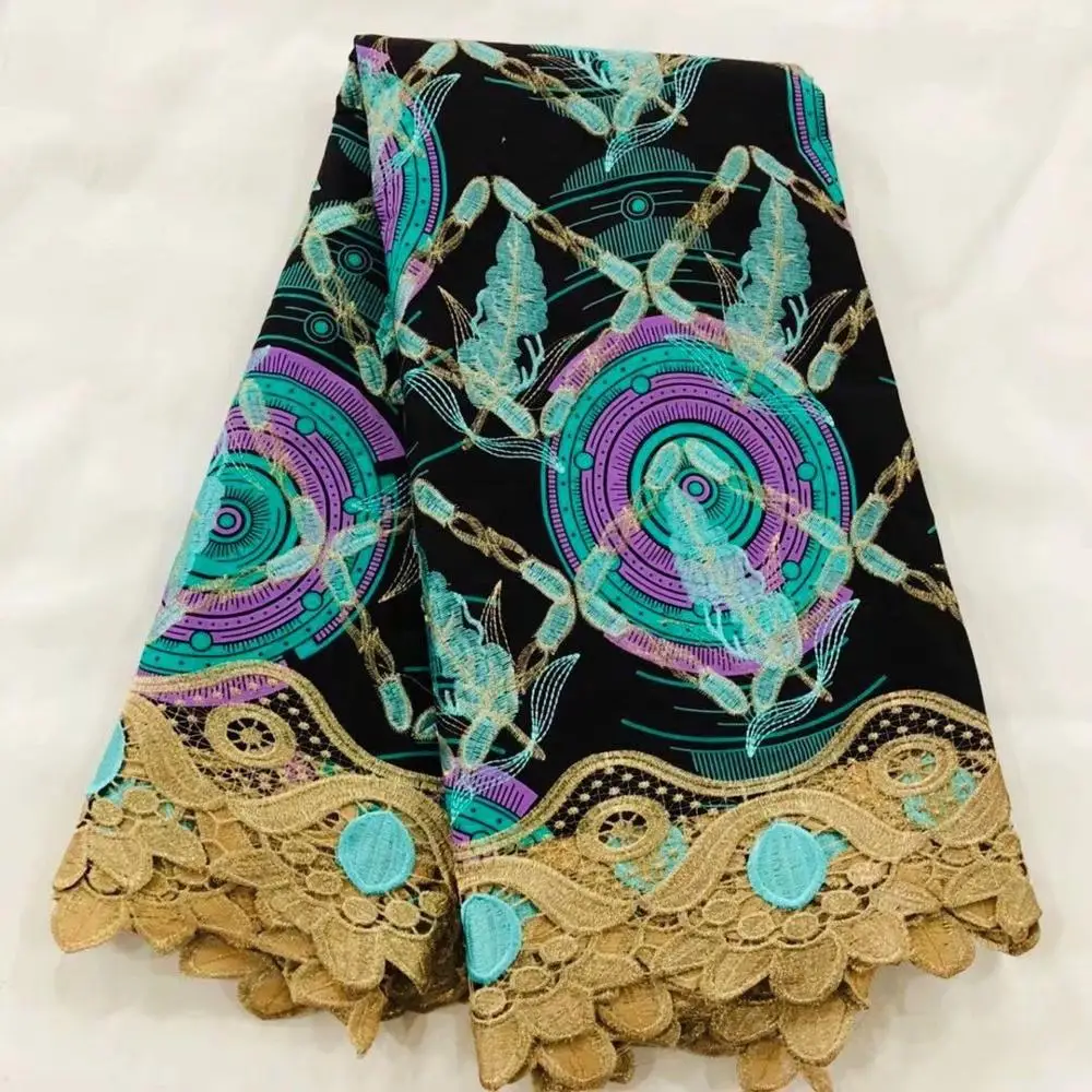 

New African Lace Fabric Fashion African Wax Lace Fabric Embroidered High Quality African Guipure Cord Lace Wax Fabrics For Party