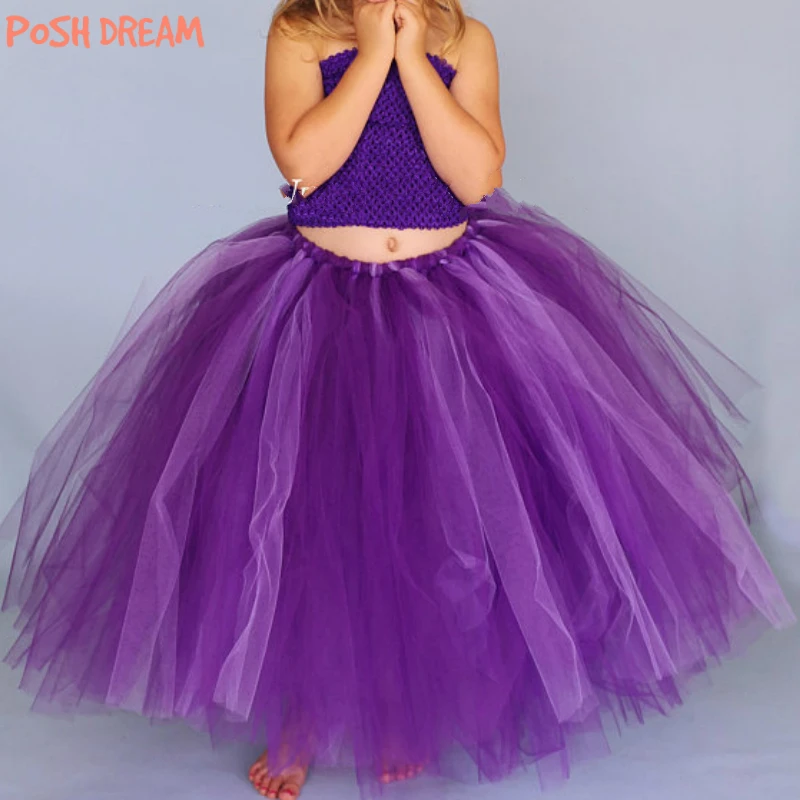 POSH DREAM Purple and Lavender Long Tutu Skirt for Little Girl Child