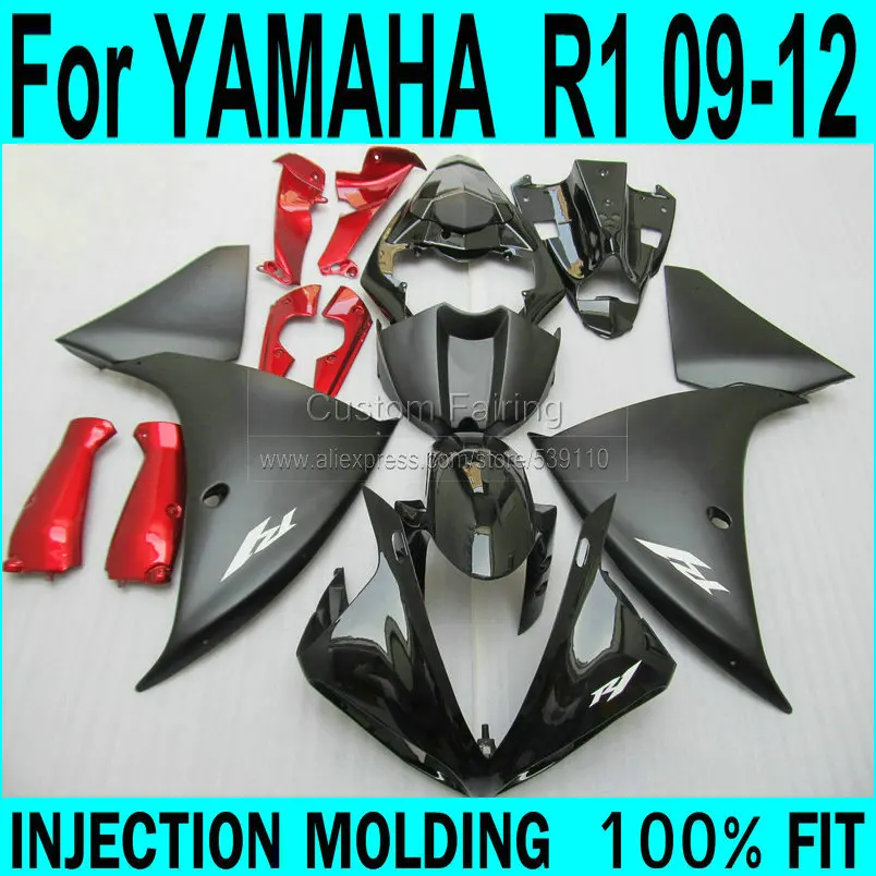 Комплект обтекателей для YAMAHA R1 2009 2010 2011 2012 2013 Обтекатели (матовые черные + красные