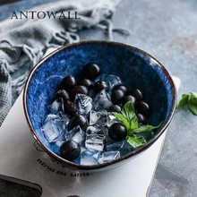 ANTOWALL синяя керамическая посуда в форме яйца миска Европейский фруктовый салатник неправильной формы большая миска для супа Ramen