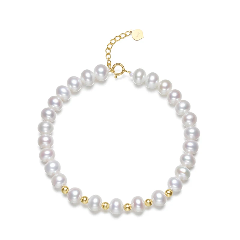 18k gold beads and pearls strands bracelets (7)