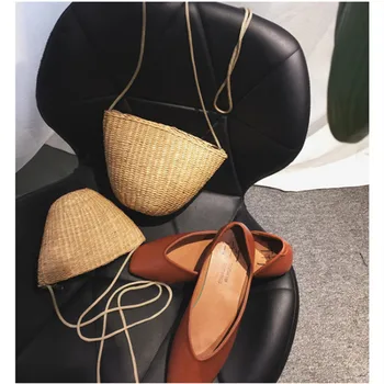 

women summer rattan bags Pure hand knitting straw woven beach cross body bag mini bags women summer rattan bag