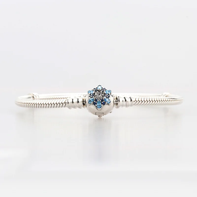 

5 Color 925 Sterling Silver Basic Bracelets For Women Blue crystal night sky Snake Chain Fit Charms Beads & Pendants For Women