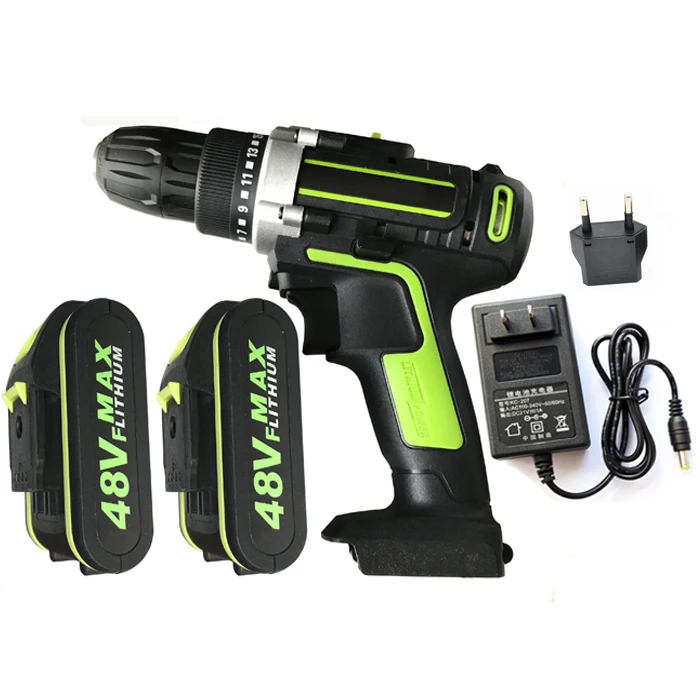 

Electric Screwdriver Cordless Drill Impact Drill Power Driver 48VF Max DC Lithium-Ion Battery 2-Speed