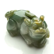 Натуральная Натуральная Зеленая бобы нефрит груз нефрит Pi Xiu нефрит кулон Бирма 04-06 отправить сертификат