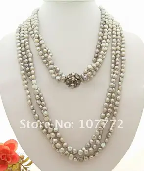 

3 strands 46" Grey Pearl Necklace