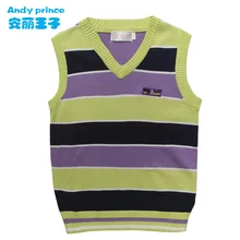 Новинка года, весенне-осенний Хлопковый пуловер с v-образным вырезом Детский тканый жилет детский свитер в полоску вязаный жилет для мальчиков