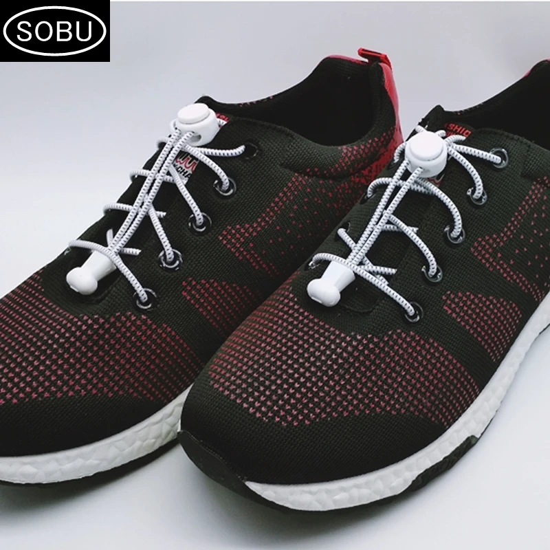 

Fashion No Tie Shoelace Stretching Lock lace 11 colors a pair Of Locking Shoe Laces Elastic Sneaker Running Shoelaces