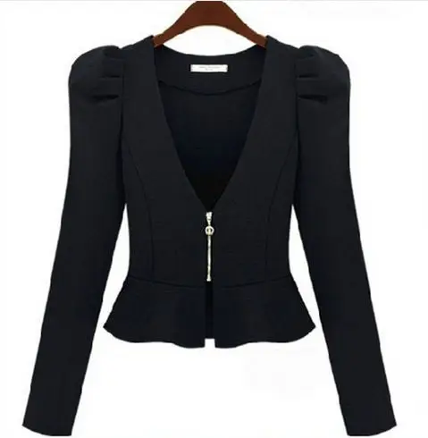 

2018 New Fashion Plus Size Fashion V-neck Ruffle Bubble Long-sleeve Cotton Short Coat Women Plus Size S-9XL Jacket