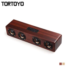 TORTOYO 12W Portable Bluetooth Wireless Wooden Speaker Wood Stereo Bass 3D Surround Subwoofer TF Card Slot 3.5mm AUX Handsfree