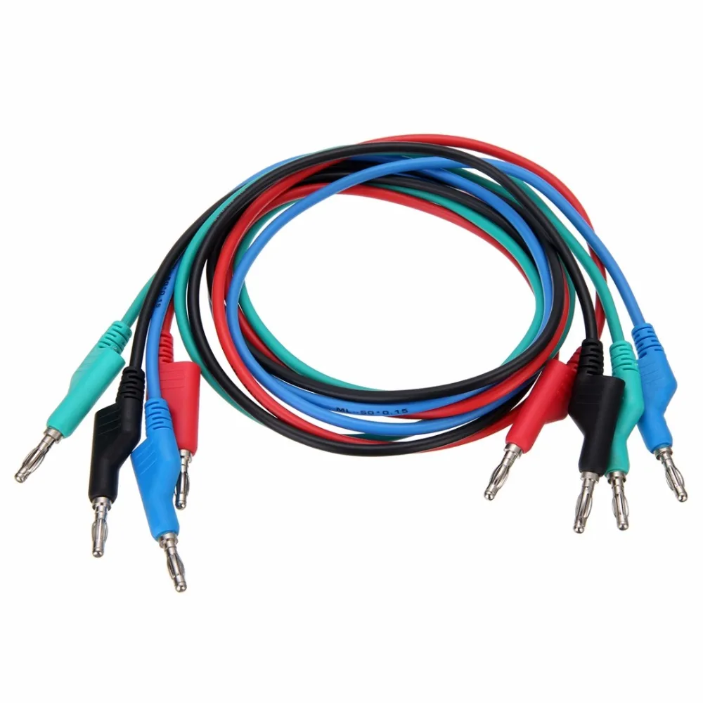 

4pcs 1M Double Ended Banana Plug Test Cable Soft Silicone Test Leads 4mm Banana to Banana Plug 15A For Electronic Equipment