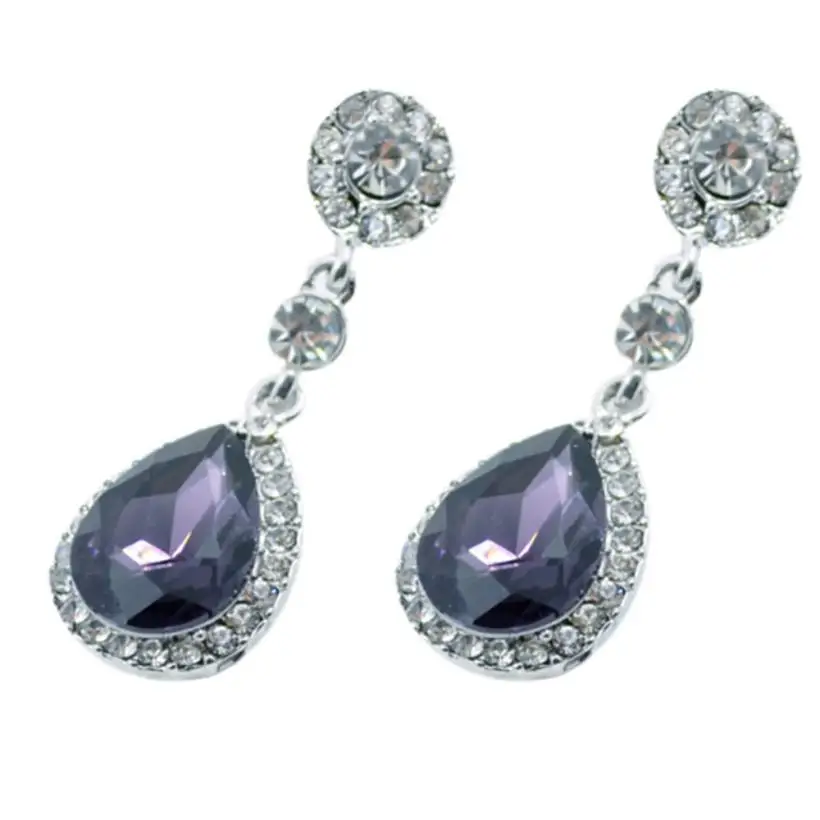 Classic 1Pair WomenWater Drop Shape Alloy Ear Stud Imitation Crystal