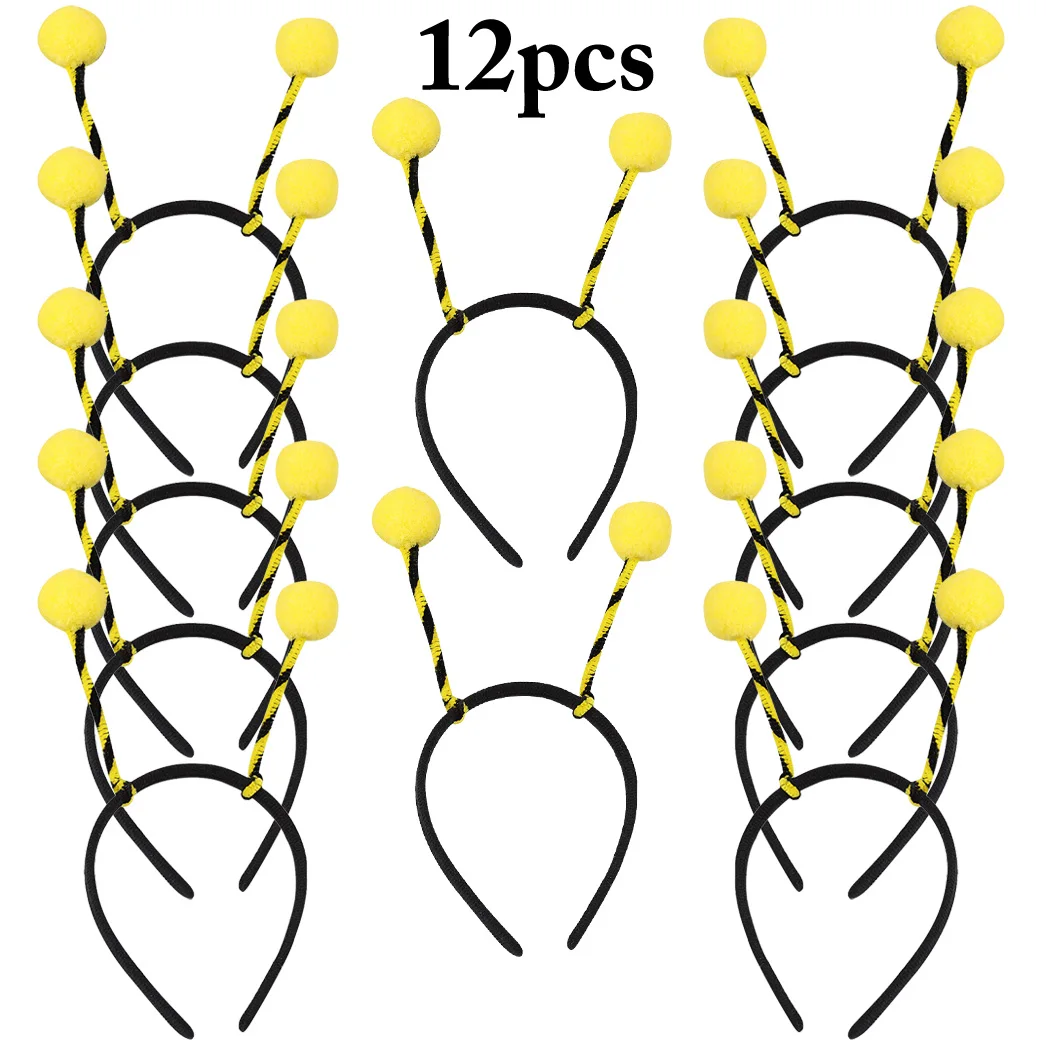 12 шт. Детские аксессуары для волос с героями мультфильмов праздничные вечерние повязки на голову с насекомыми для выступлений на сцене вечерние повязки на голову с пчелами и палатками - Цвет: Флуоресцентный желтый