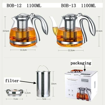 Large Capacity Elegant Glass Tea Pot 1100ml Sadoun.com