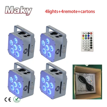 

4 lights +free shipping china supplier 6lens 18W RGBWA+UV 6 in 1 LED Cube par Wireless dmx512 Battery powered led par