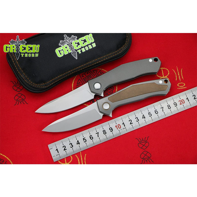 

GREEN THORN CARD M390 blade Titanium Handle Flipper folding knife Outdoor Camping EDC tool Hunting Hiking pocket knives Survival