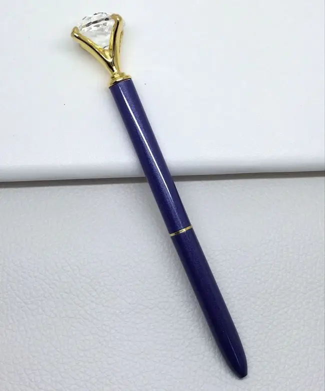 Новая хрустальная шариковая ручка Модная девушка 19 карат большая Алмазная металлическая ручка с кристаллами Свадьба День рождения фестиваль Компания Реклама - Цвет: Deep blue