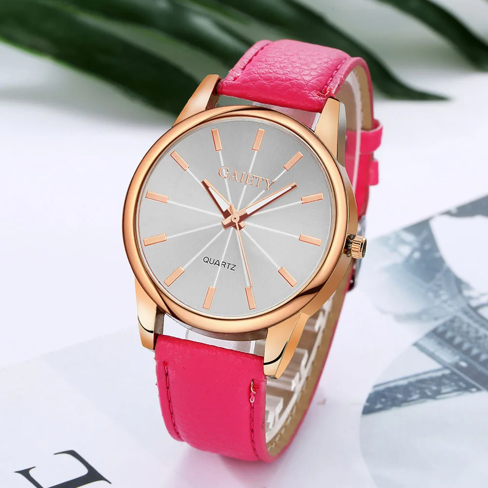 

Men Women Quartz Watch Round Dial Business Sports PU Leather Strap Wristwatch Clock Gift LL@17