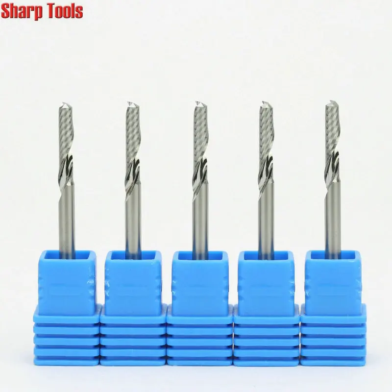 Single Flute Carbide End Mill  Milling Cutters for Wood Acrylic  CNC Router Tool Bits_1